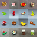 MOC Bricks Food Cookie Bone Pretzel Bagel Biscuits Waffle Chips Hot Dog Bread Pizza Milk Educational Building Blocks Kids Toys