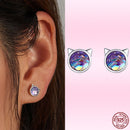 Bamoer Cute Romantic Fairy Elevs Exquisite Stud Earrings for Women Genuine 925 Sterling Silver Rainbow Ear Studs Luxury Jewelry