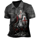 Retro Men's Polo Shirt 3D Print Knights Templars Graphic Polo Shirts For Men Summer Short Sleeve Button Golf Shirt Men Clothes
