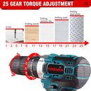 ONEVAN 1000W Brushless Electric Impact Drill 25+3 Torque 3 in 1 Cordless Screwdriver Power Tools For Makita Battery Pin