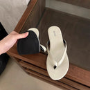 SUOJIALUN 2025 Summer New Brand Women Slipper Fashion Narrow Band Slip On Flip Flops Soft Flat Heel Outdoor Casual Dress Slides
