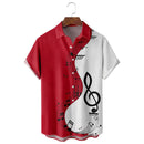 2024 New Men's Shirt Summer Bowling Shirt Note Pattern Printed Daily Short Sleeve Button Comfortable Casual Men's Clothing