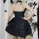 Mall Gothic Emo Jacquard A-line Dresses Goth dress Elegant Grunge Ruched Bandage Partywear Punk Black Women Halloween Club Dress