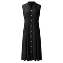 Casual Loose Sleeveless Shirt Dress Solid Color Button Cotton Linen Blend Dress Elegant Vacation Holiday Dresses платье женское