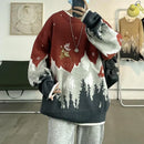 Elk Christmas sweater design restoring ancient ways American high street male qiu dong season and thicken celebrity sweater coat