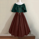 Women Patchwork Medieval Renaissance Dress Halloween Gothic off Shoulder Retro Long Dress