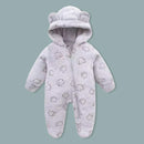 AYNIGIELL Newborn Baby Girl Hooded Jumpsuit Cartoon Cotton Baby Boy Crawling Suit Warm Baby Clothing for Autumn and Winter