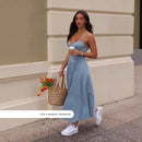 Fashion Spaghetti Strap Dresses For Women Summer Casual Beach Vestidos Midi Dress Sleeveless Slim A Line Dress