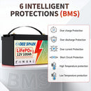 12V 100Ah Lifepo4 磷酸铁锂电池 100A BMS 适用于房车 太阳能 船用 拖钓马达 备用电源 31组 深循环锂电池