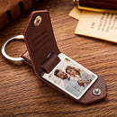 Leather Keychain Photo UV Color Printing Custom KeyChain Personalized Text Engraved Calendar Date Customized Jewelry Stainless