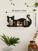 黑猫木制置物架月相脉轮水晶石展示架壁挂架女巫家居装饰哥特式房间装饰家庭卧室