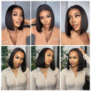 Straight Glueless Wig Human Hair Ready To Wear Short Bob Wigs For Women Transparent Pre Cut Human Hair Wigs Bleached Bye Bye Knots Natural Hairline 100% Human Hair Wigs For Women No Glue Cheap Wigs On Clearance Alianna 4x4 La