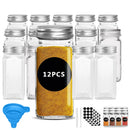 The Culinary Cartographer | 12-Piece Transparent Glass Spice Jar Set