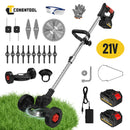 Conentool 24V 无绳割草机 - 带 2 节 2000mAh 电池和 15 个刀片的草坪修剪机、割灌机