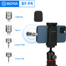 BOYA BY-P4电容无线麦克风即插即用话筒 适用于iPhone Type-C智能手机相机 YouTube直播 博主