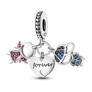 Silver Plated Boy Girl Couple Lovers Beads Charms Zirconium Dangle Fit Original Pandora Bracelet Necklace Jewelry Women