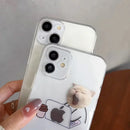 适用iPhone 15 14 13 12 11 Pro Max Mini XR X 14Plus的趣味卡通工作猫狗透明手机壳 超薄软硅胶套