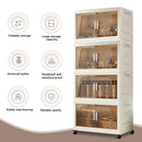 3/4-layer Stackable Storage Bins Storage Box with Lid Collapsible Storage Cabinet Organizers with Wheels for Shoes Home Office