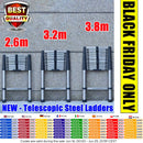 Ladders Extendable Telescopic 2.6M-5M Heavy Duty Multi Purpose Straight Loft Ladder Portable Folding Stainless Steel Ladder Tool