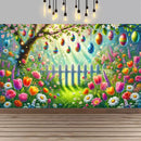 Easter Happy Theme Party Decoration Backdrop Spring Grass Flowers Rabbit Easter Egg Party Supplies Decorations Banner Gift