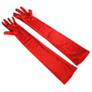 Classic Women Black White Red Evening Party Prom Gloves Opera Stretch Satin Long Mittens for Lady Driving Sun Protection Gloves