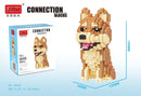 Linkgo 乐高积木 边境牧羊犬 哈士奇 斗牛犬 柯基 雪纳瑞 3D模型 动物狗 迷你积木人偶 儿童益智玩具 礼物