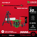 YEVOLT 激光水平仪 绿光 4平面 16线 自动安平 360° 3D 贴地水平与垂直瓷砖测量工具
