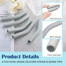 6pcs Silicone Straw Tips For Metal Straw, OD 8mm Reusable Elbow Straws Cover, Hydraflow Straw Topper Replacement For Stainless Steel Metal Straws- Gray