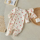 Suefunskry Baby Girls Valentine's Day Jumpsuit Long Sleeve Crew Neck Heart Print Ruffle Zipper Romper with Headband