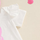 Adorable Baby Girl Easter Outfits with Bunny Print Short Sleeve Romper Tulle Skirt and Headband - 3 Piece Set for a Cute