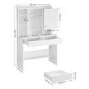VASAGLE Dressing Table with LED Mirror, 3 Colors, Adjustable Brightness, Makeup Table with Mirror, Large, Adjustable Storage