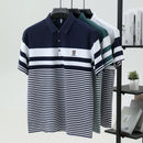 High quality fashion striped short sleeve polo shirt men's luxury brand embossed design summer new breathable T-shirt golf top
