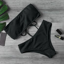 New Bikini High Waist Strapless Sexy Bikini Women Swimwear Women  Fashion Swimsuit Padded Bathing Suit Monokin Pure Color