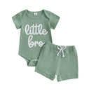 Summer Little Baby Boys Clothing Set Soft Ribbed Newborn Outfits Letter Print Short Sleeve Jumpsuit Elastic Shorts Infant Suit