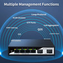 HORACO 2.5GbE 智能管理交换机 4 端口 RJ45 2500Mbps Web 管理型以太网网络交换机 2 端口 10G SFP+ 插槽 家庭实验室交换机