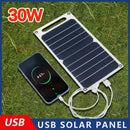 30W Solar Panel With USB Waterproof Outdoor Hiking And Camping Portable Battery Mobile Phone Charging Bank Charging Panel 6.8V