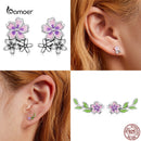 Bamoer Cute Romantic Fairy Elevs Exquisite Stud Earrings for Women Genuine 925 Sterling Silver Rainbow Ear Studs Luxury Jewelry