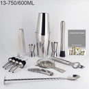 Boston Cocktail Shaker Mixer Kit Bar Bartender 750/600ml 550ML Stainless Steel Glass Shakers Spoon Pourer Straw Ice Tong Tools