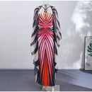 Holiday Loose Striped Long Dress Women Halter Batwing Sleeve Backless Lace Up Chic Party Dresses 2026 Summer Vacation Beach Robe