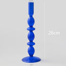 Blue Glass Candle Holder Candlesticks for Wedding Birthday Holiday Home Decoration Morden Decorative Glass