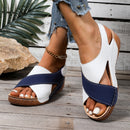 New Women's Contrast Color Wedge Sandals Summer Peep Toe Non Slip Beach Shoes Woman Comfortable Platform Roman Sandalias