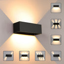 现代LED壁灯，21W金属壁灯，上下可调光束，30x10x10厘米，防水IP65方形LED灯