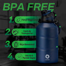 Stainless Steel Thermos, Large Capacity, Cold and Hot Vacuum Bottle with Magnetic Force Cap and Rope, Gym, 1.9L