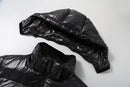 The Obsidian Down | Hand-Crafted Shiny Puffer with White Duck Down Insulation