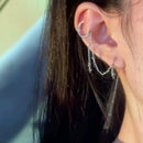 1pc Bohemian Tassels Chain Ear Cuff for Women Star Moon Silver Color Zircon Fashion Conch Clip Earrings Cartilage Jewelry KDE125