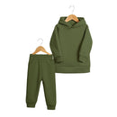 2026 New Arrivals Little Girls Clothing Tracksuit 2 Pieces Set Warm Fleece Plain Top Sweatshirt+Pants Loungewear Suit For Kids