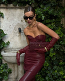The Mirabelle | Strapless Faux-Leather Party Mini Dress
