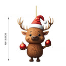 2D Acrylic Cartoon Fawn Christmas Tree Pendant Christmas Cartoon Cute Christmas Hat Fawn Print Easter Decorations