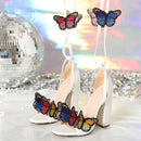 Liyke 2026 New Arrivals Open Toe White Sandals For Women Handwork Embroidery Butterfly Lace Up High Heels Party Dress Shoe Pumps