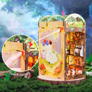 CUTEBEE DIY Book Nook Miniature Dollhouse Booknook with Touch Light Dust Cover Bookshelf Insert for Decor Gifts Mole's Apartment